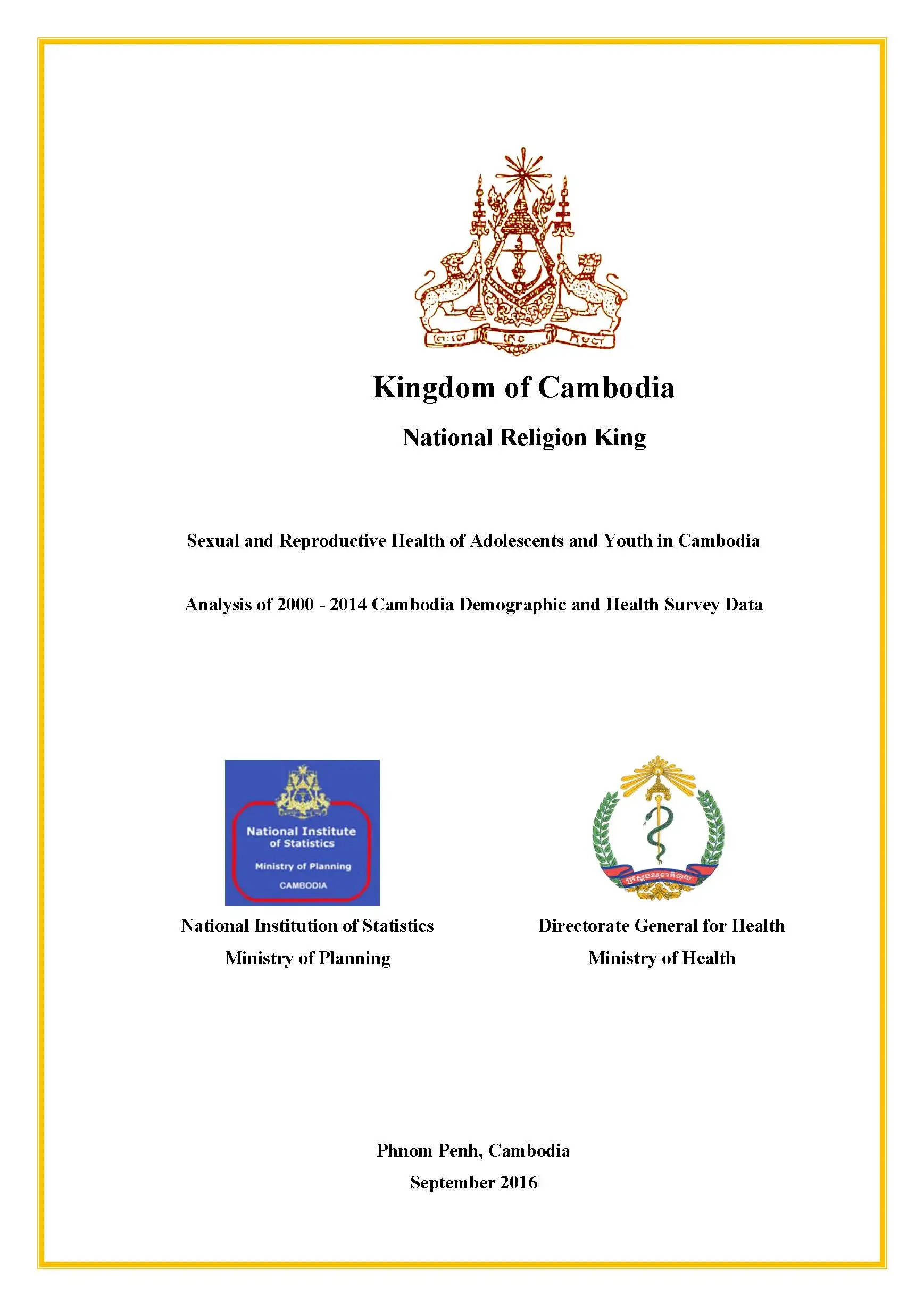 Sexual and Reproductive Health of Adolescents and Youth in Cambodia