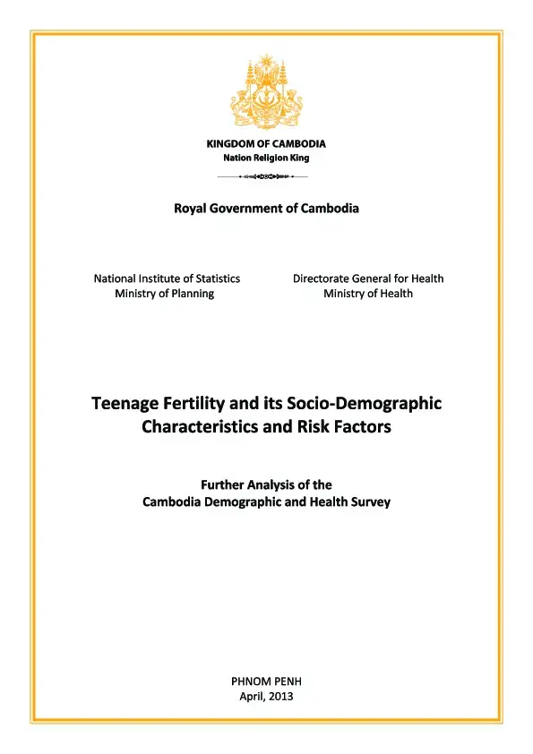 Teenage Fertility and Its Socio-Demographic Characteristics and Risk Factors