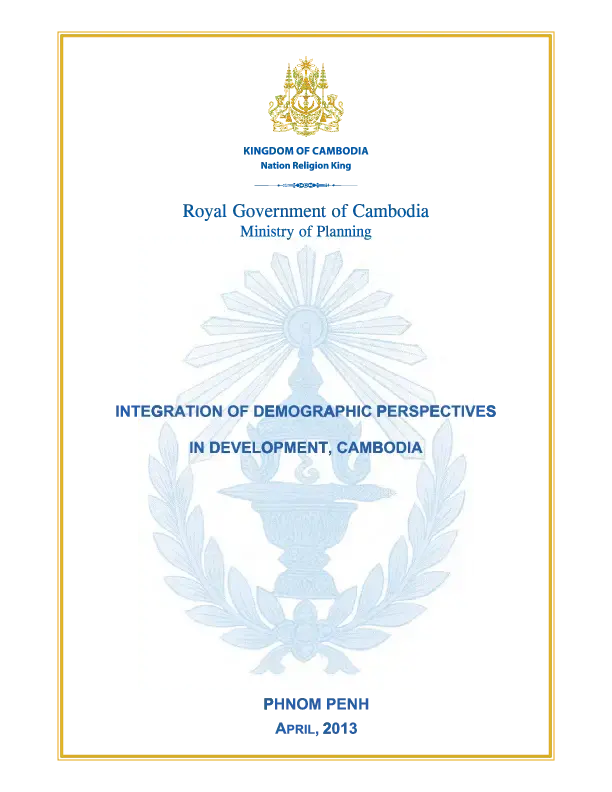 Integration of Demographic Perspectives in Development, Cambodia