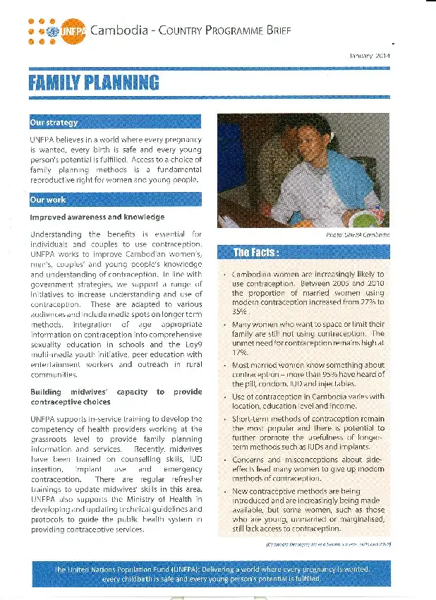 Cambodia Country Programme Brief on Family Planning